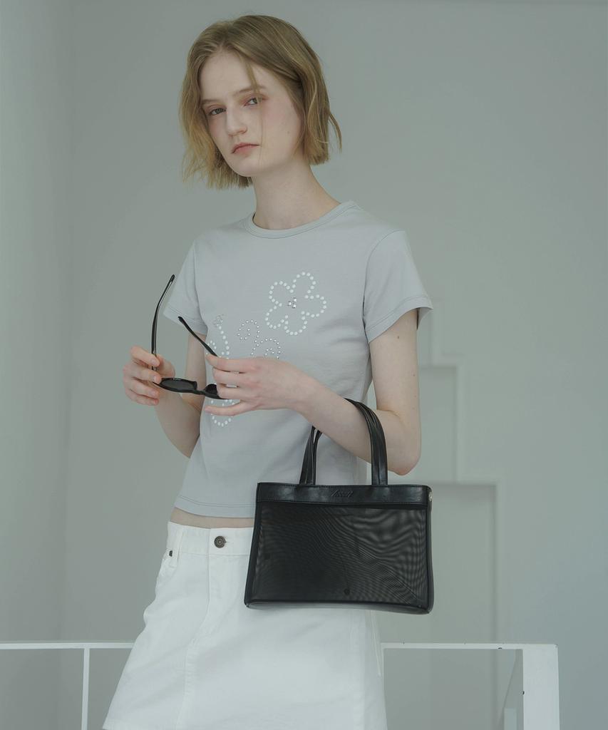 Heeari Marie Mesh Crossbody Tote Bag_Black