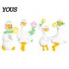 Tiny Duck Collectible Resin Decor for Desk Car Dashboard TV Monitor, Mini Monitor Decoration Figurine, Cute Holding Flower Ornament, Playful