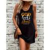 Women's Summer Loose and Comfortable Casual Heart-shaped Pattern Printed Black Sleeveless Vest Dress Punk Style Dress
