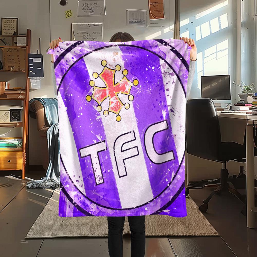 Toulouse Football Club Flanelldecke mit Aufdruck, Hohe Qualität, Bequem für alle Jahreszeiten, Heimdekoration, Wärme und Komfort