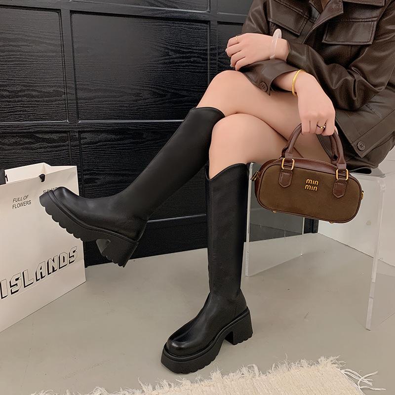 

Белые сапоги на высоком каблуке, высокие сапоги женские, маленькие, весенне-осенние, с V-образным вырезом, тонкие, черные, на толстом каблуке, на толстой подошве, высокие сапоги-рыцари 40 чёрный