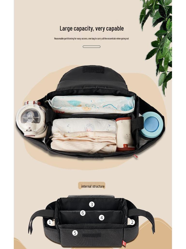 Multifunctional Baby Stroller Hanging Bag - Portable Storage for Bottles, Cups & Diapers
