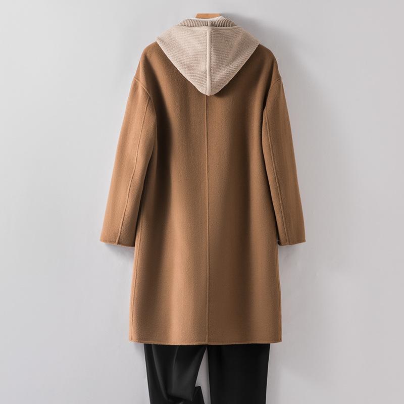 100% Kammgarnwollmantel Herbst und Winter Kapuzenwollmantel Hochwertiger doppelseitiger kaschmirfreier Mantel Herren