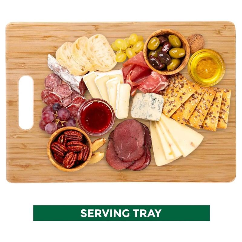 Cutting board | 3-layer organic bamboo | Suitable for meat, vegetables, antibacterial bamboo cutting boards and trays