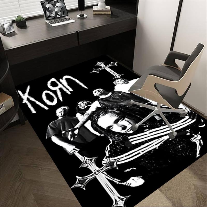 

1 шт. Члены группы Korn Домашний Офис, Прочный Полиэстеровый Коврик для Пола с Легкой, Офисный Декор, Городской Стиль, Нескользящая Основа, Высококачественная Ткань 60cm by 90cm