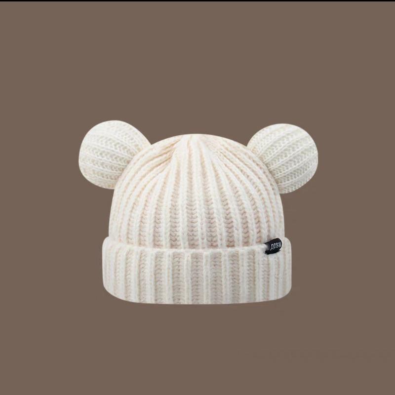 Cat Ears Knitted Hat for Women, Warm In Autumn and Winter, Thickened Ear Protection for Winter, Showing Face, Small Student Wool Hat Ins Wind