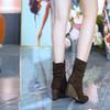 Fashion 2025 New Suede Retro Mid-leg Boots Look Thin and Versatile Pointed Toe Block Heel Booties Women
