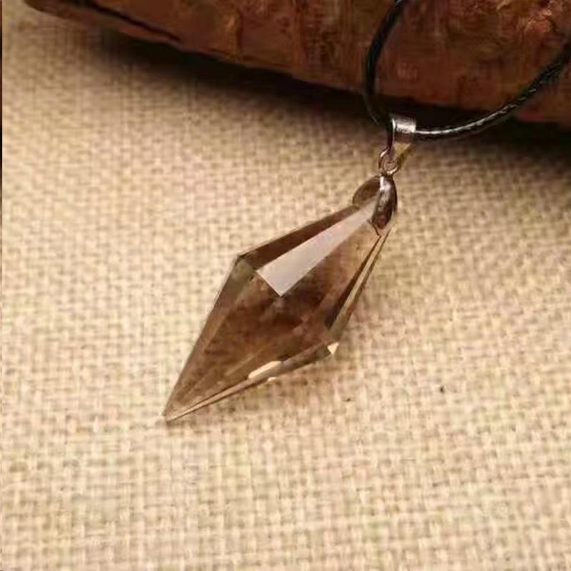 Natural Crystal Pendant with Smoky Quartz, Amethyst, Brown Quartz, Obsidian, Tiger's Eye, and White Crystal
