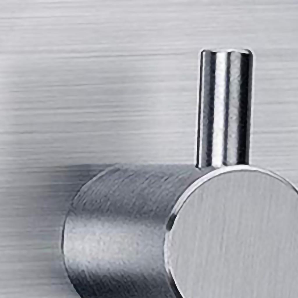 Adhesive Hook No Punching Round Stainless Steel Sticky Shower Hook for Bathroom Kitchen Brushed Silver Straight Hook