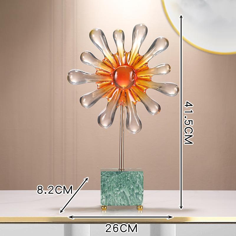 Resin Handicrafts Transparent Colored Gradient Sunflowers Geometric Sun Abstract Ornament Decorative Figurines Room Decoration