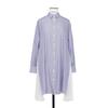 FOG SACAI 2024 Japanese Pleated Side Slit Long Sleeve Striped Shirt Dress