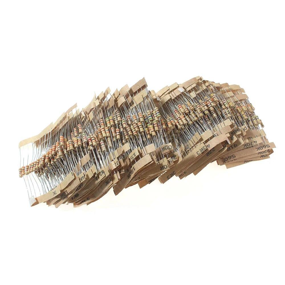 1/2W Carbon Film Resistor Set 5% Resistors Kit 0.5W 1 ohm~10M Resistor Pack Assorted Kit 5.1K 5.6K 6.8K