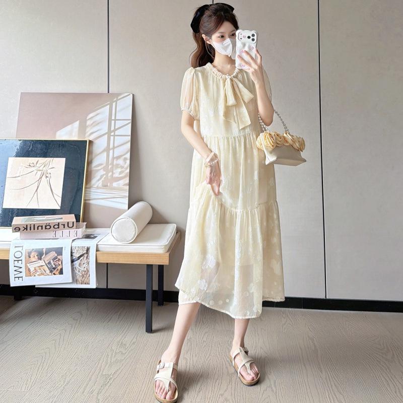2026 Korean Style Maternity Summer Dress: Stylish, Loose, Plus Size, Medium Length