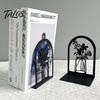 Office Desk Organizer 1 Pair Flower Metal Bookends, Decorative Vase Book Ends for Artistic Bookend Shelves, Black Holder Stopper Home Reading