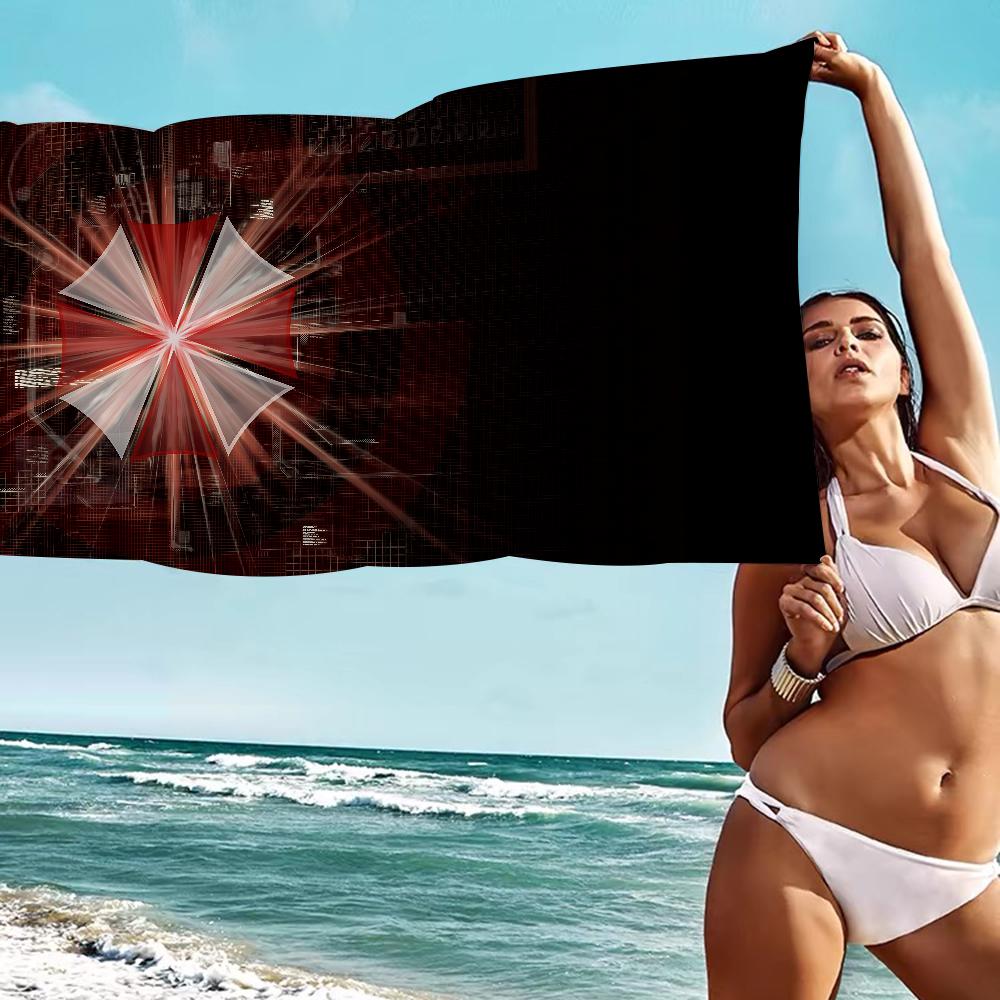 R-resident E-evil Umbrella Us TroopsS Microfiber Printed Beach Towel Mountain Climbing Beach Swimming Absorbent Soft Towel