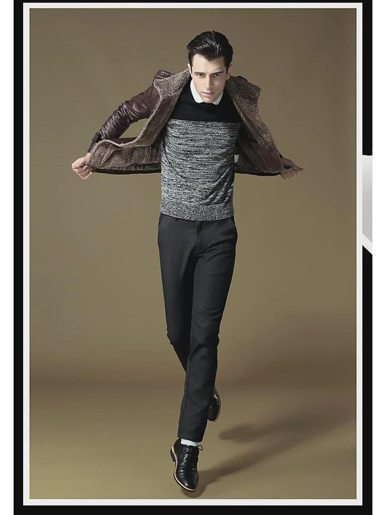 Men's Thickened Velvet Leather Jacket - Warm Casual Stand Collar, Youth Large Size