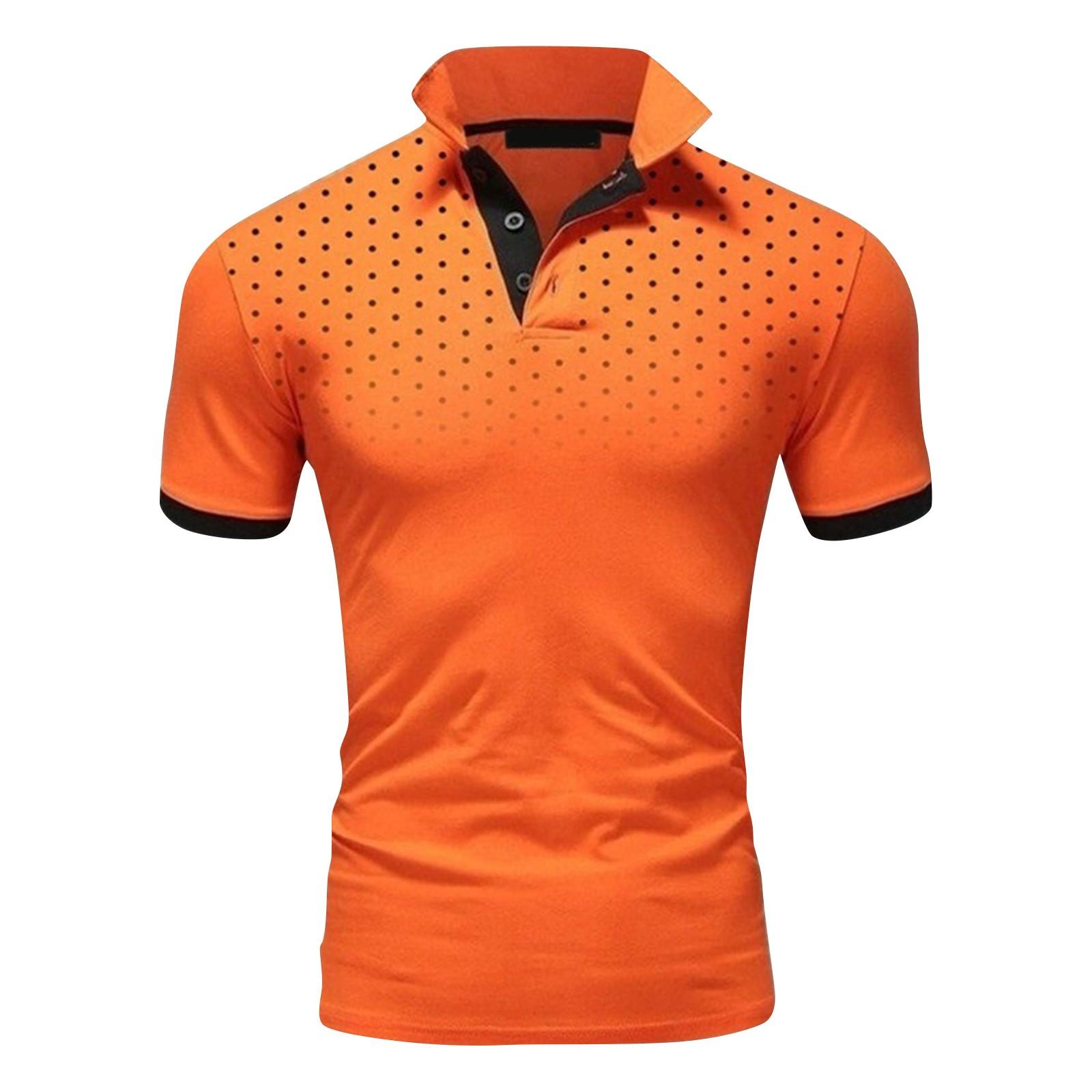 

Large Men s Casual Slim Dot Print Short Sleeve T-shirt Men s Summer XXL помаранчевий