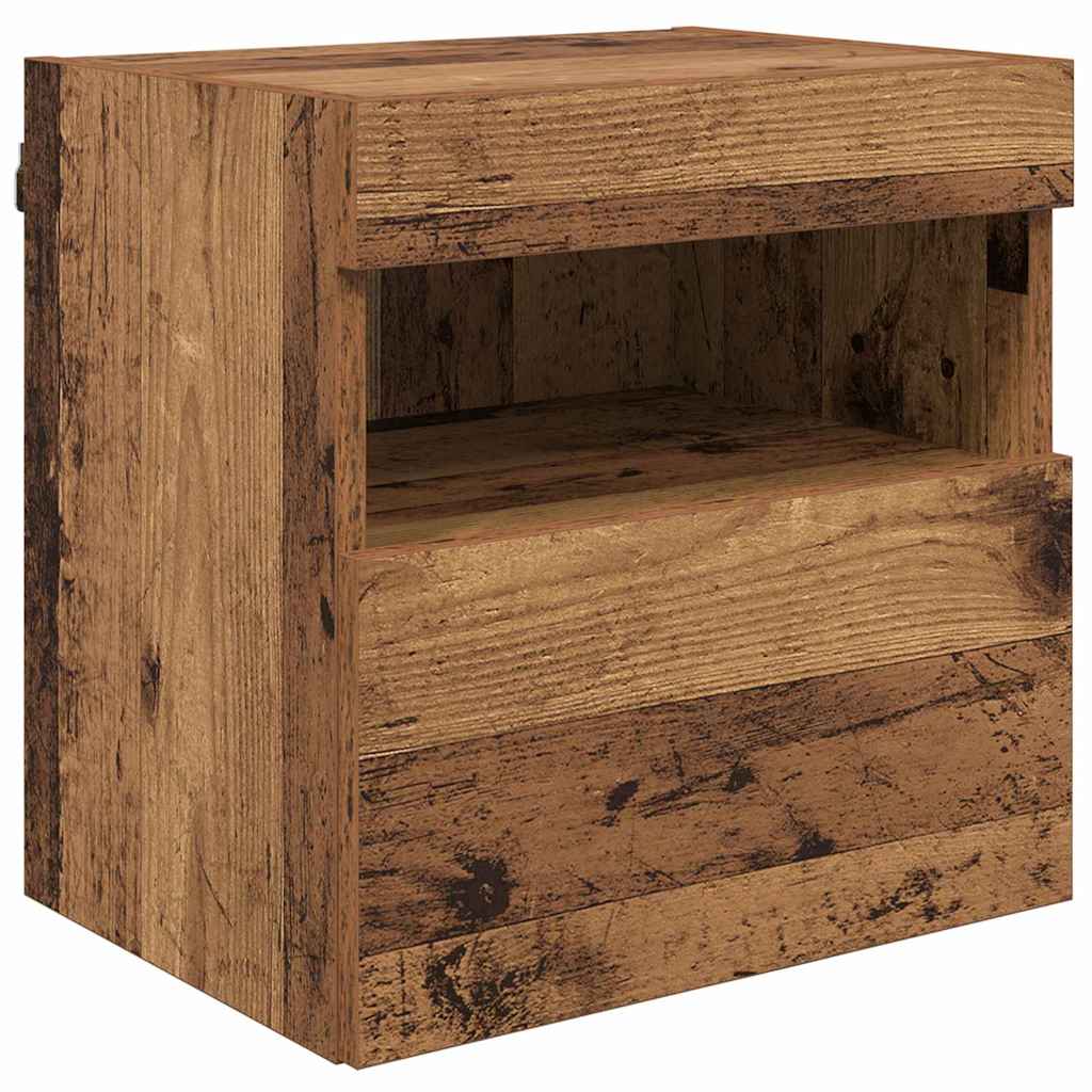 Wall Mounted TV Unit with LED Lighting 5 pcs Reclaimed Wood Look 40.5 x 30 x 90 cm