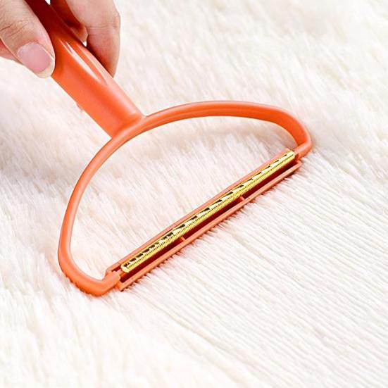 Portable Scraper Cat Dog Hair Remover with Long Handle Anti-Slip Curved Grip Reusable Widened Coverage Area Hair Ball Lint Remover