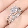 Huitan Sparkling Crystal Cubic Zirconia 2Pcs Set Rings for Women Exquisite Leaf Design Accessories Luxury Wedding Party