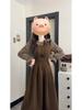 Elegant French Retro Faux Two-Piece Long Sleeve Dress - Women's High-End Slimming Waist-Cinched Autumn Winter 2025 Fashion