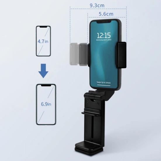Flight Phone Holder Foldable Phone Stand 360-degree Rotation Adjustable Joint Phone Mount for 4.7-6.9 Inch Phones