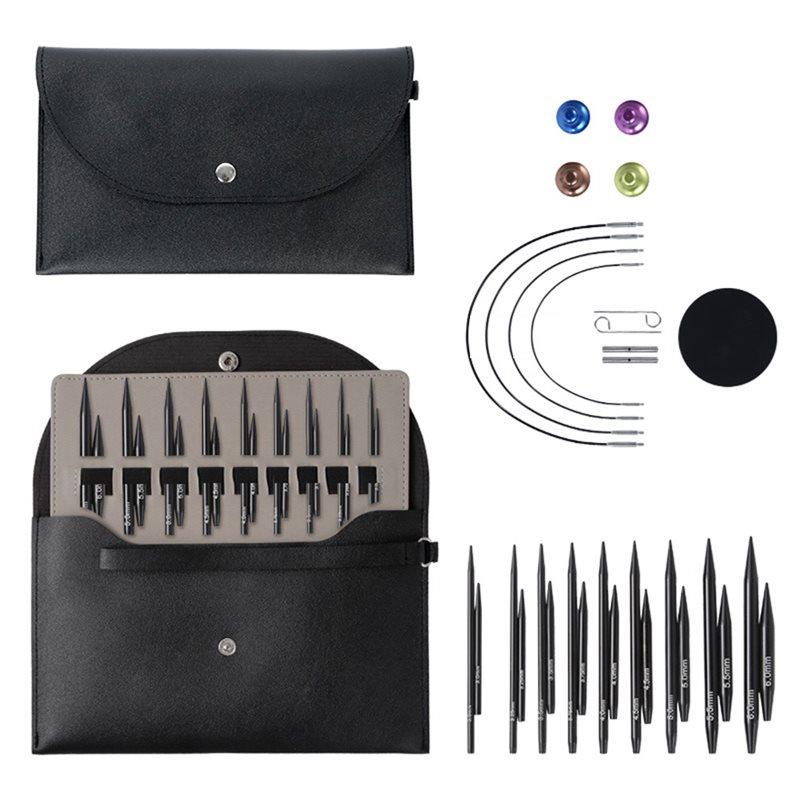 ABKS Verwisselbare Rondbreinaalden Set - 9 Paren (5+8 Cm) Met Accessoires, Ideaal Voor Reizen