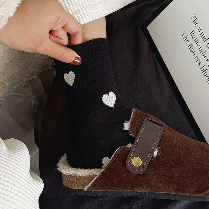 

Women S Middle Tube Kawaii Love Polka Dot Bow Wool Harajuku Cashmere Warm Pile Socks Comfortable