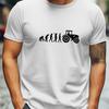 Men Humorous Tractor Evolution Contour Graphic Print Tshirt Casual Round Neck Short Sleeve Tshirt Comfortable Street Cotton