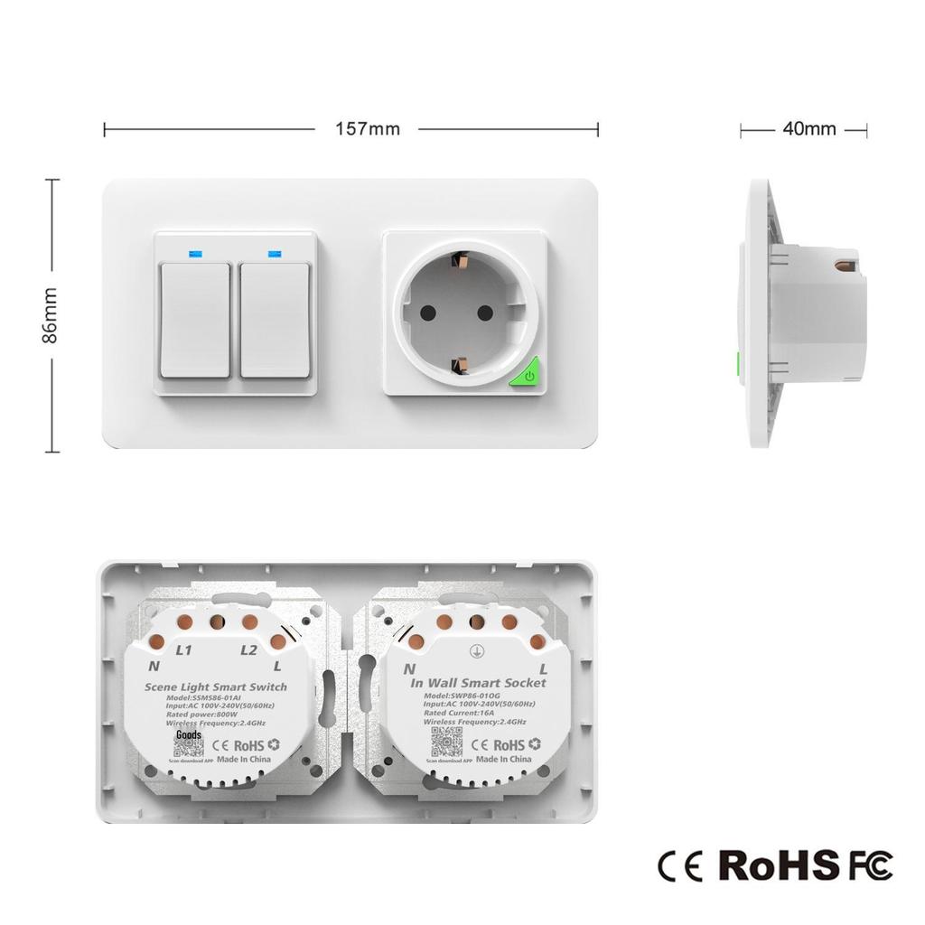 EU Standard 120 Tuya Wireless Two-Way Alexa Wall Switch