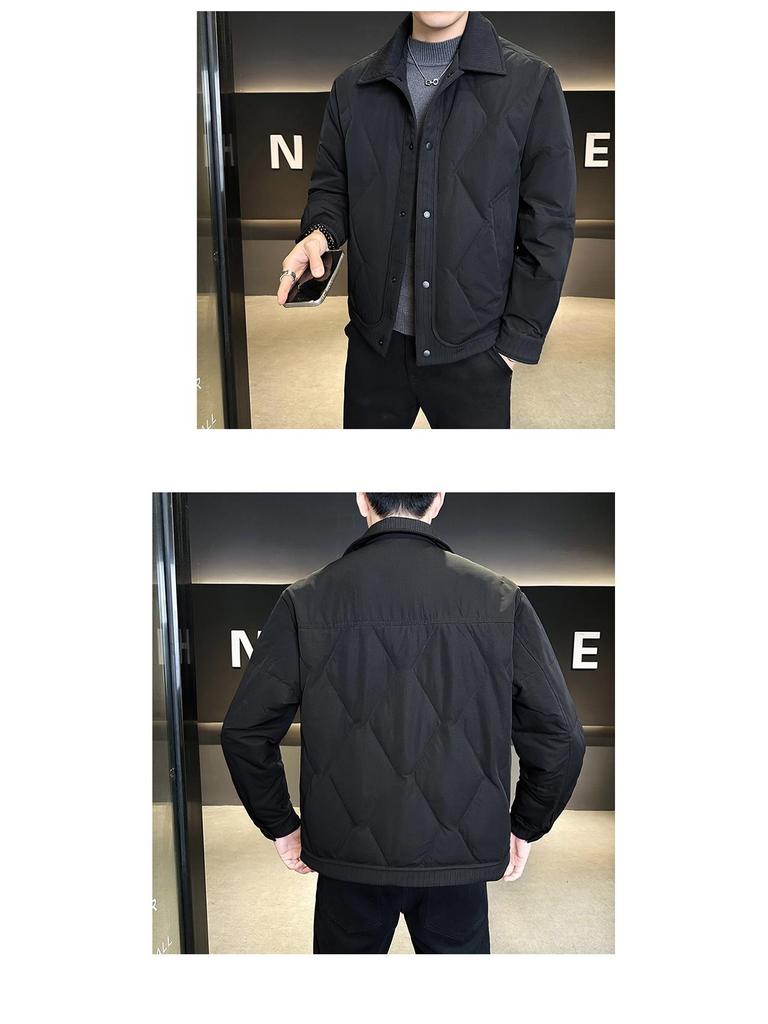 Men's Winter Lightweight Trendy Korean-Style Casual Down Jacket with Shirt Collar.