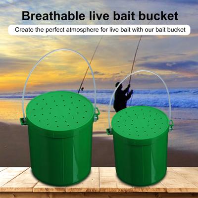 Live Bait Bucket with Portable Handle Breathable Anti-drop Cover Fishing Earthworm Storage Box Small Live Red Worm Container Fishing Accessories