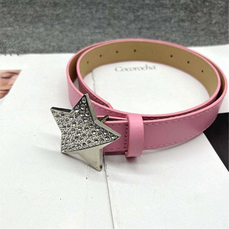 Adult Harajuku Belt with Rhinestone Light Luxurious Ladies Locomotive Waistband