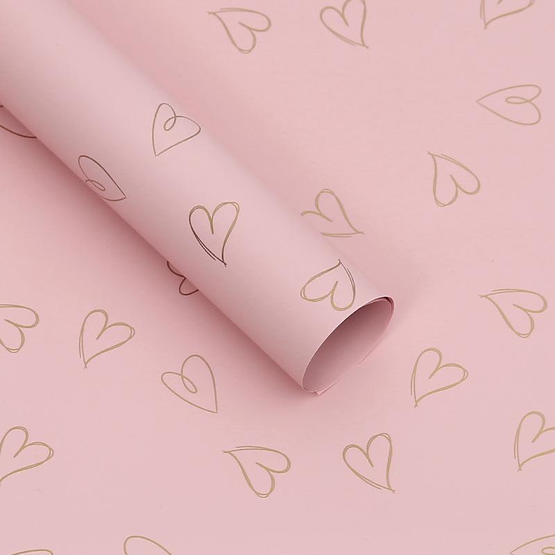 20Pcs Heart Printed Wrapping Paper Florist Bouquet Packaging Gift Wrapping Paper for Birthday Party DIY Craft Art Paper Roll