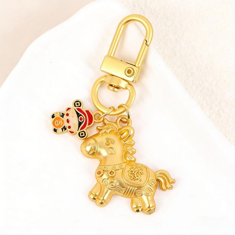 5 Piece Alloy Horse Zodiacal Keychains for Good Fortune In 2026 Multifunctional Lightweight Phone and Bag Accessories