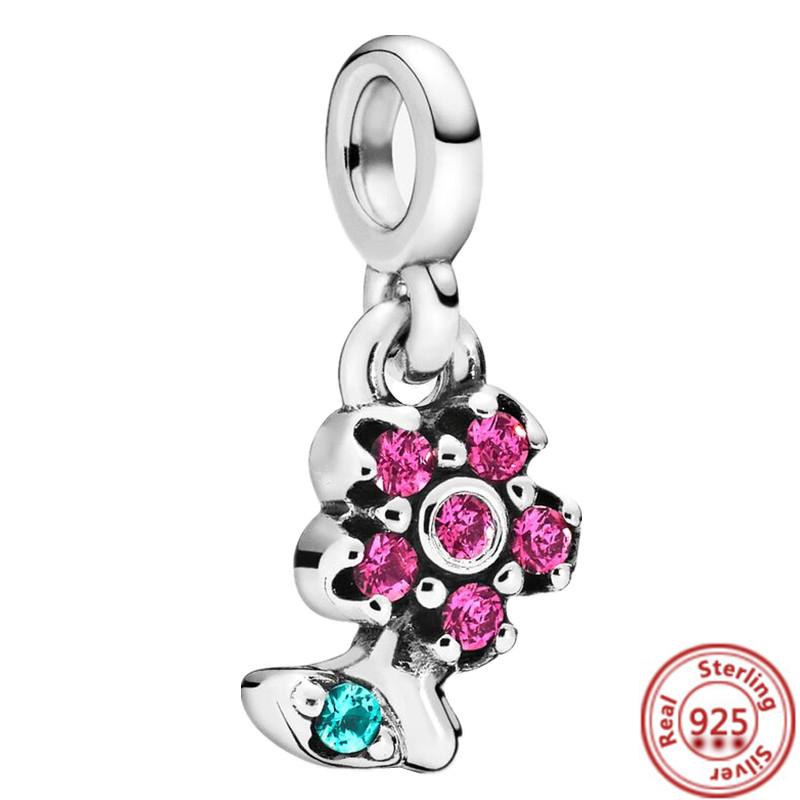 925 Sterling Silber Mini Hänge Charm Me Auge Baum Herz Stern Mond Kleeblatt Anhänger Perlen Passend für Original Pantaro ME Armbänder Zirkon