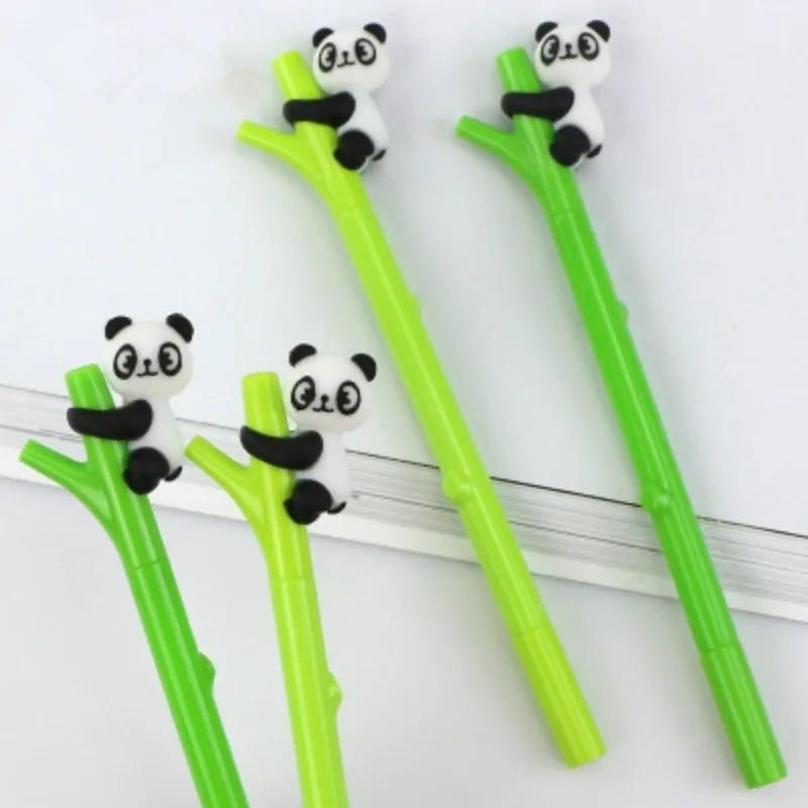 2 Pcs Random Color Cartoon Animal Panda Cute 0.5mm Black Ink Pen Desk Decoration Student Exquisite Gift