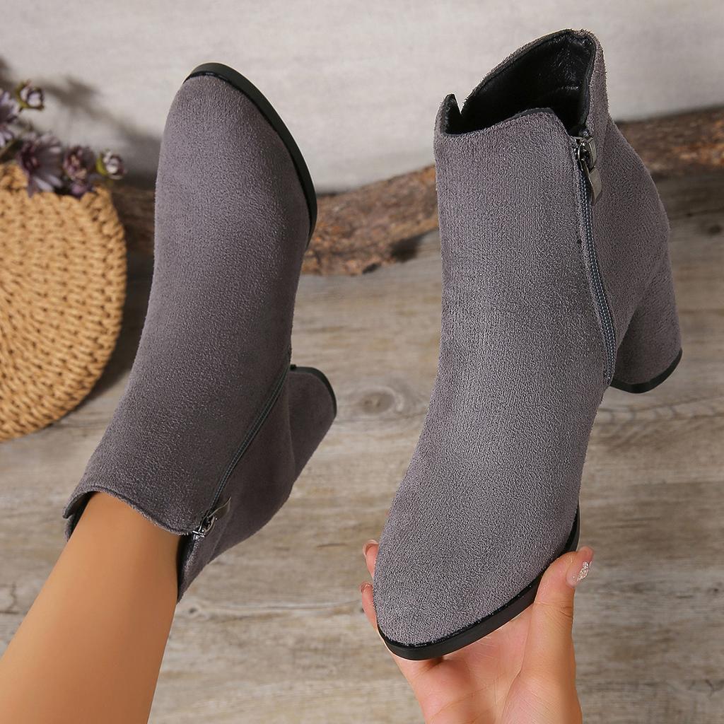 Fashion 2025 Women Ankle Boots Fashion Outdoor Comfortable Shoes Women Mid-heel Pointed High Heel Short Wedding Boots Zapatos De Mujer