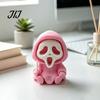 Three Dimensional Skull Art Pieces Halloween Ghost Statue, Cartoon Skeleton Sculpture, 3D Printed Textures Small Spooky Accents for Shelves