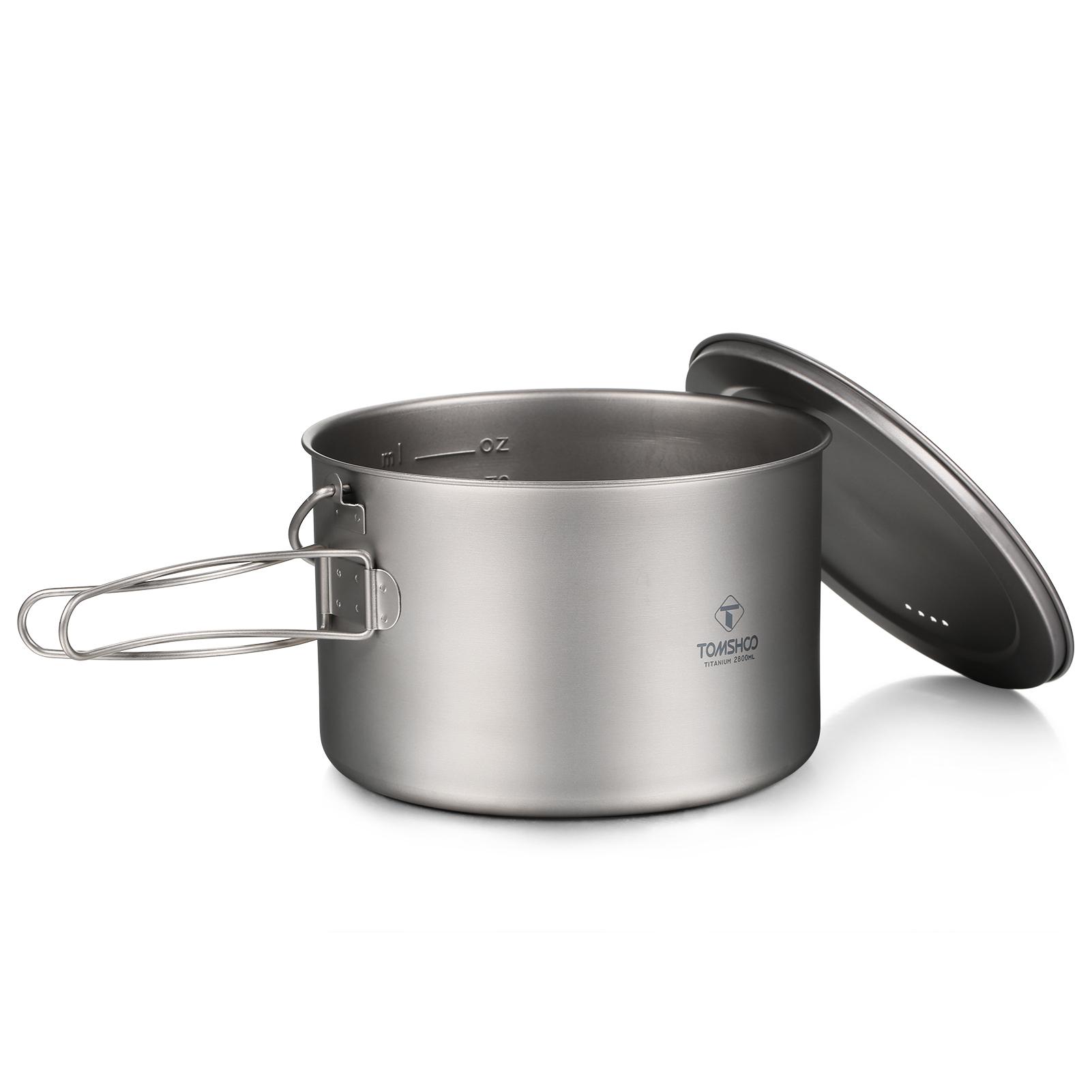 TOMSHOO Pentola in titanio 750ml/900ml/1100ml/1600ml/2000ml/2800ml Pentola sospesa ultraleggera con coperchio e 750ml