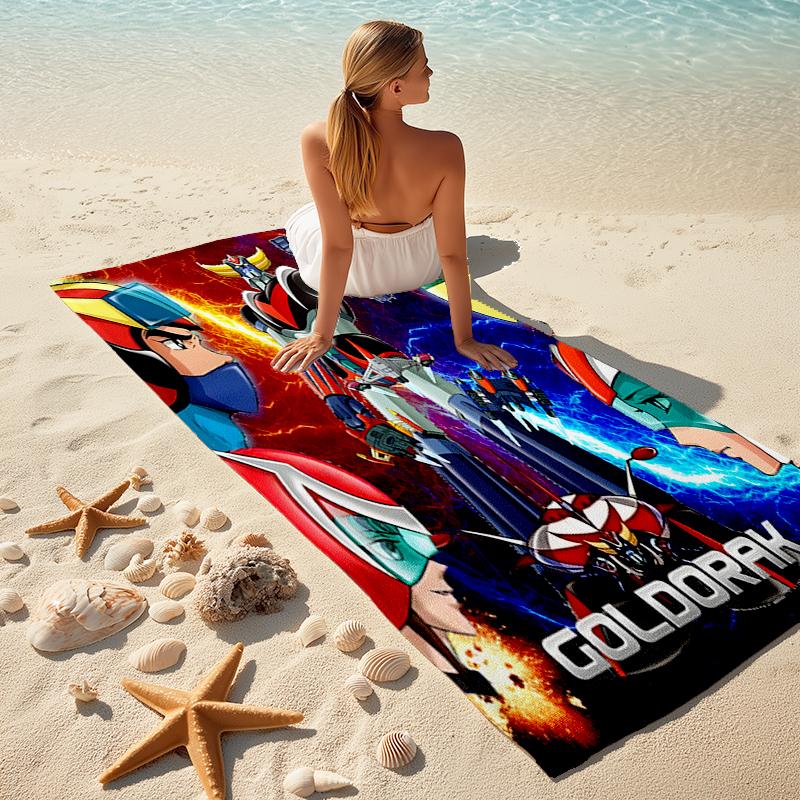 1pc UFO Robot Grendizer5 Beach Towel, Comfortable and Thick, and Swimming/Bath/Picnic/Camping Towel, Suitable for Seaside Beaches