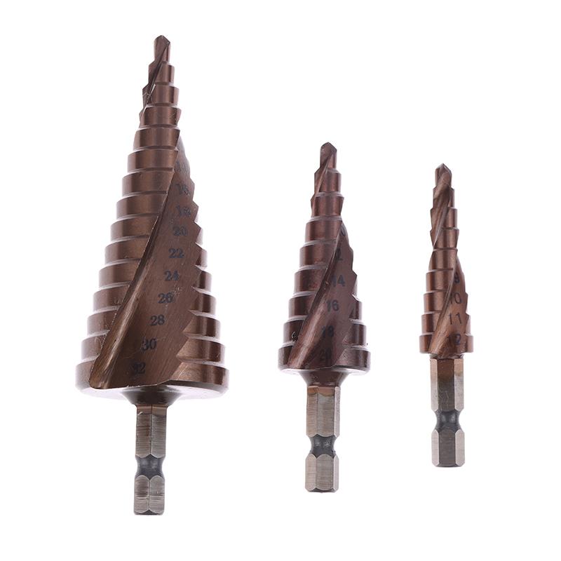 4-12/4-20/4-32Mm Spiral Groove Step Drill Bit M35 Cobalt Step Drill Bit Metal Taper Drill Hss Titanium-Coated Drill Bit