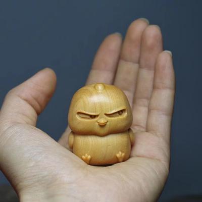 Miniature Wooden Little Yellow Chicken Cat Rabbit Ornament Cute Angry Chicken Statue Home Decor Desktop Figurine Kids Event Gift