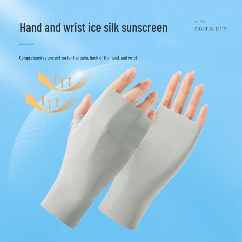 Damskie rękawiczki rowerowe bez palców z jedwabiu lodowego chroniące przed promieniowaniem UV