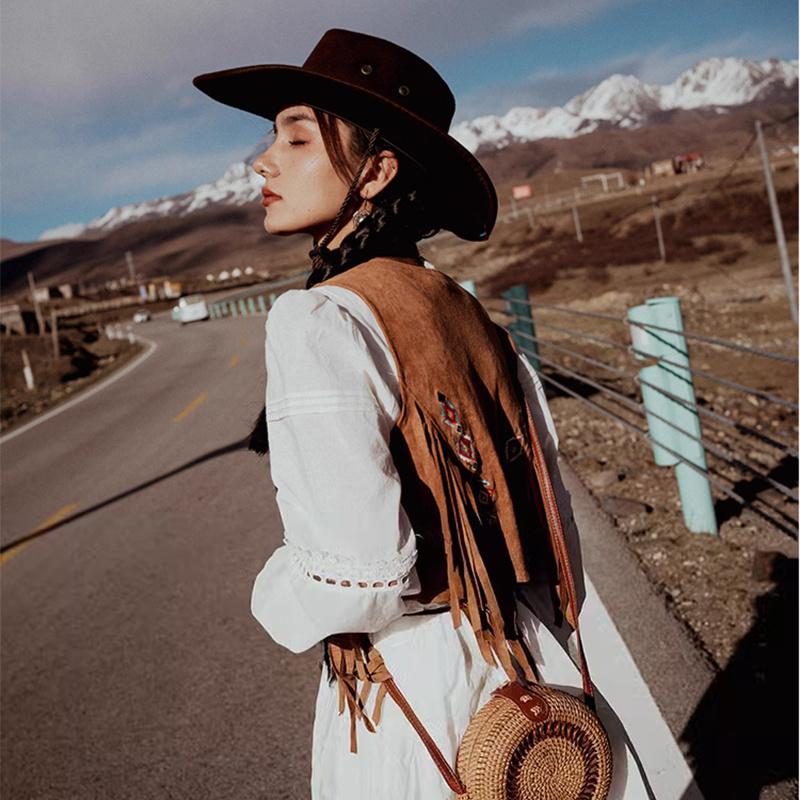 Bohemian Vintage Fringe Embroidered Vest Women Short Waistcoat Ethnic Style Travel Outfit