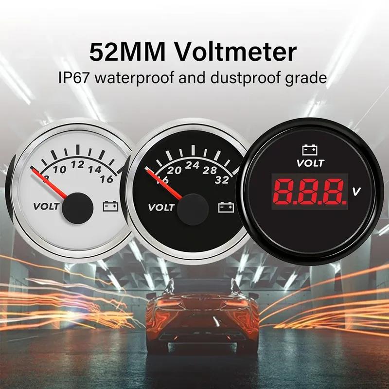 ELING Newest Waterproof Universal 52mm (2") Voltmeter Volt Gauge Meter with Red Backlight for Car Boat Yacht Truck