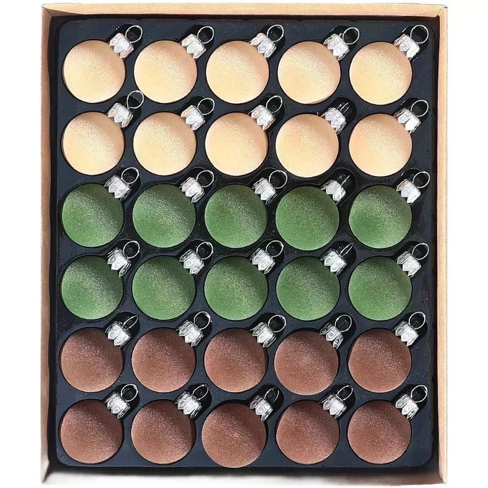 

Set of 30 plastic flocked Christmas balls with soft velvet finish for holiday decoration Christmas trees and craft projects