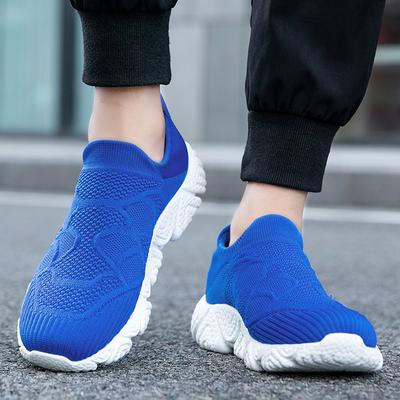 2025 Large Size Men's Shoes Breathable Foreign Trade Sports Couple Tide Shoes Men's Lazy One-pedal Fly-woven Mesh Shoes