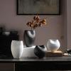 Ceramic Vase Black and White Checkered Irregular Pleats Flower Vase Hydroponics Terrarium Home Decoration Accessories