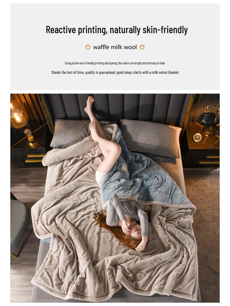 Thickened Three-Layer Milk Velvet Baby Blanket, Machine Washable Fleece Gift Cover